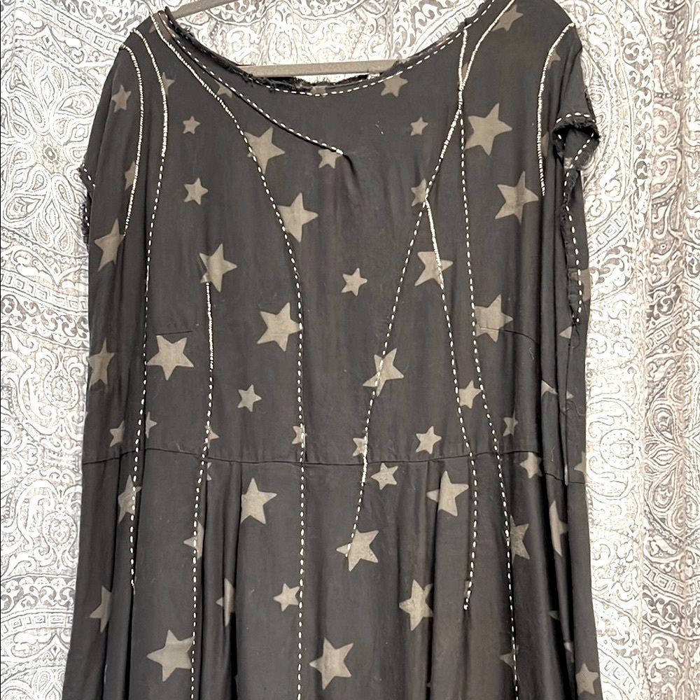 Magnolia Pearl vintage Black and Gray Embellished Maxi Dress
